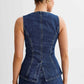 Denim Fashion Casual Sleeveless Women's Suit.