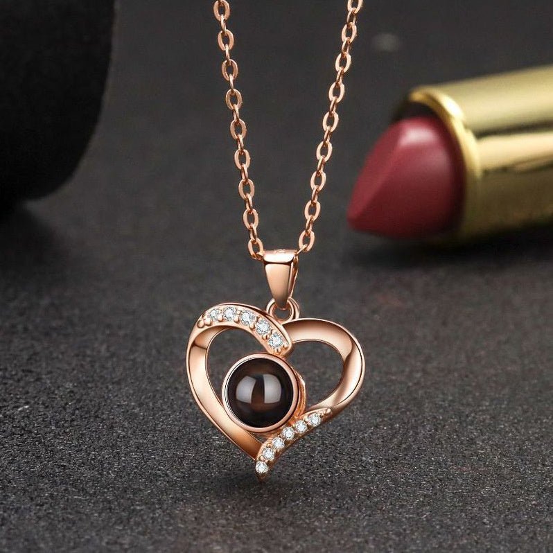 925 Silver Necklace Female Personality Projection Color Photo I Love You  Language Gifts.