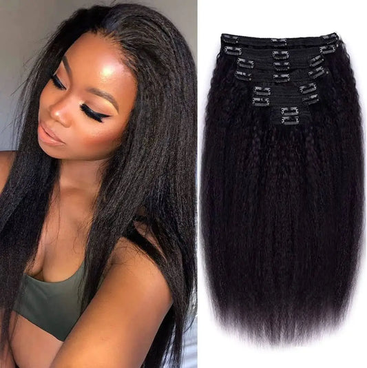 Extensions cheveux naturels brésiliens lisses – clips 100% Remy Human Hair