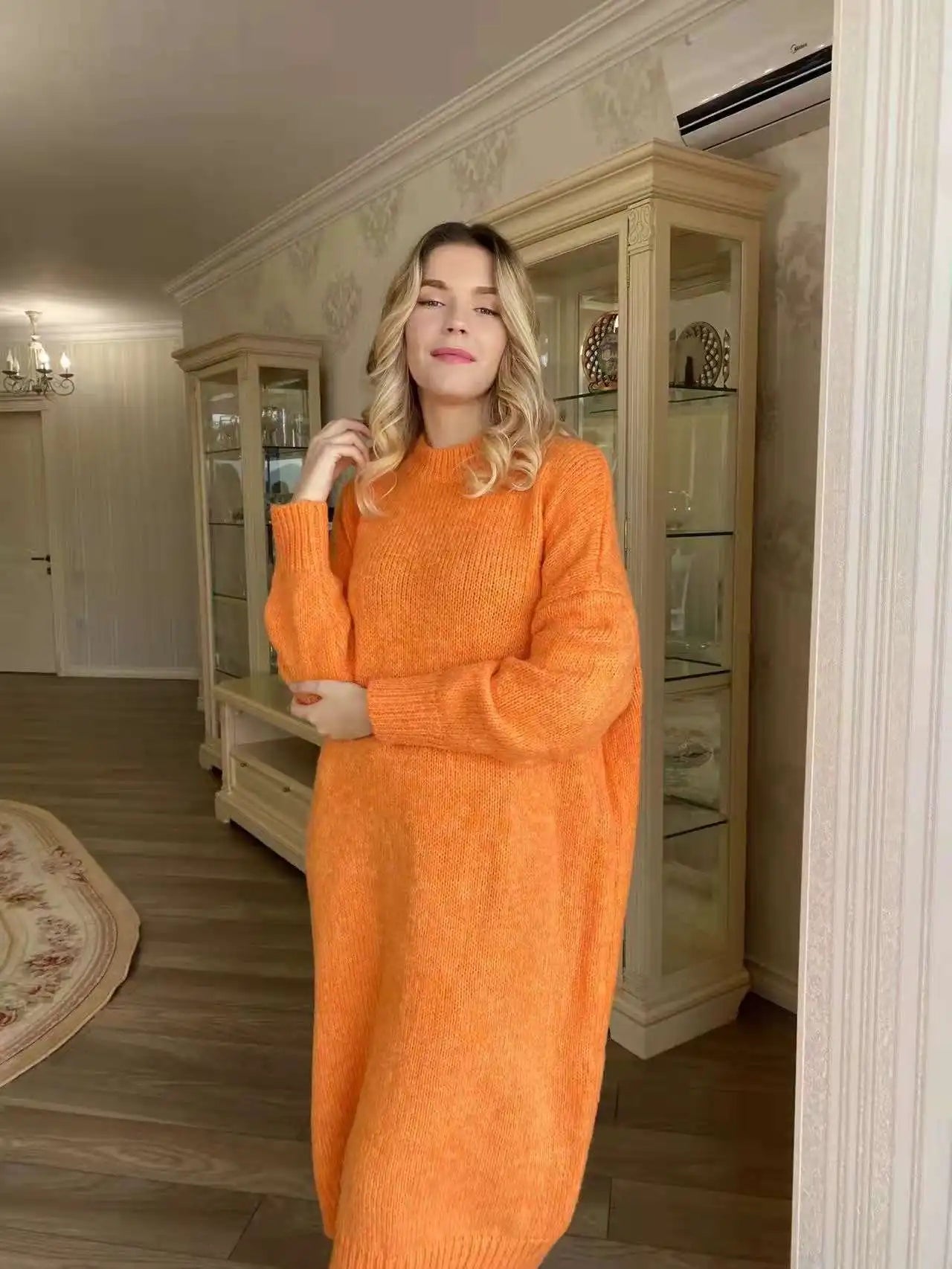 Robe Pull Longue Femme – Tricot Épais Vintage Oversize Chaud pour Automne & Hiver | F-laglam.