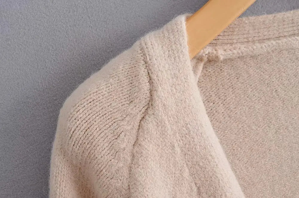 Cardigan Femme Épais à Poches – Tricot Loose Col V Décontracté Printemps Automne.