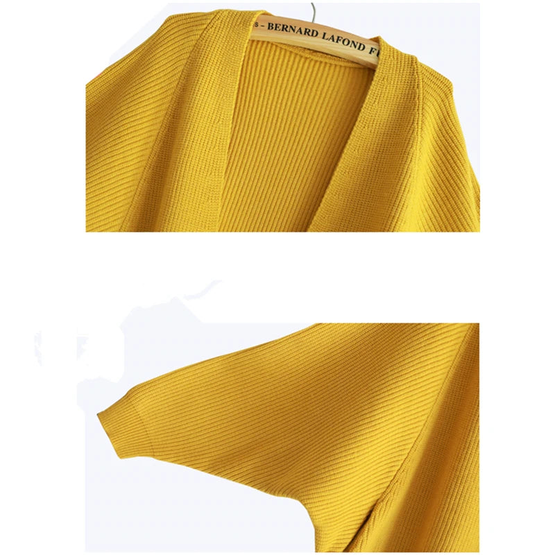 Cardigan Long Femme – Pull Oversize Manches Chauve-souris Automne Hiver | F-laglam.