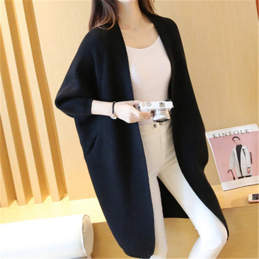 Cardigan Long Femme – Pull Oversize Manches Chauve-souris Automne Hiver | F-laglam.
