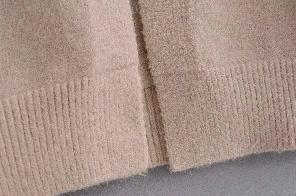 Cardigan Femme Épais à Poches – Tricot Loose Col V Décontracté Printemps Automne.