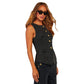 Denim Vest Suits Fashion Sleeveless Button Tops And Wide Leg Straight Pants With Pockets Women's Trousers Set.