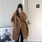 Manteau Femme Hiver 2024 – Veste Cocoon à Capuche en Laine d’Agneau Épaisse, Parka Chaude Shearling.
