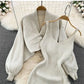 Ensemble Femme 2 Pièces – Cardigan Tricoté à Lacets & Robe Camisole, Style Chinois Moderne Élégant |