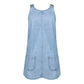 Robe en jean pour femme, sans manches, avec boutons sur le devant et deux poches pratiques. Confortable et légère, idéale pour l’été. Parfaite pour un look décontracté ou pour vos sorties quotidiennes.