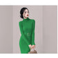 Robe Pull Longue Femme – Tricot Élastique Ajusté Style Coréen Élégant Automne Hiver