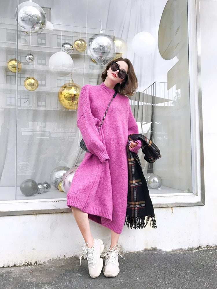 Robe Pull Longue Femme – Tricot Épais Vintage Oversize Chaud pour Automne & Hiver | F-laglam