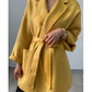 Manteau Court Femme Automne Hiver – Cachemire Double Face, Col Revers & Ceinture, Style Luxe Chic.