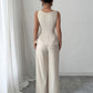 Ensemble Femme 2 Pièces – Top Sans Manches à Volants & Pantalon Large Taille Haute, Style Y2K Streetwear Chic | F-lagam.