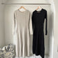 Robe pull longue femme hiver – maille torsadée chaude, coupe évasée élégante