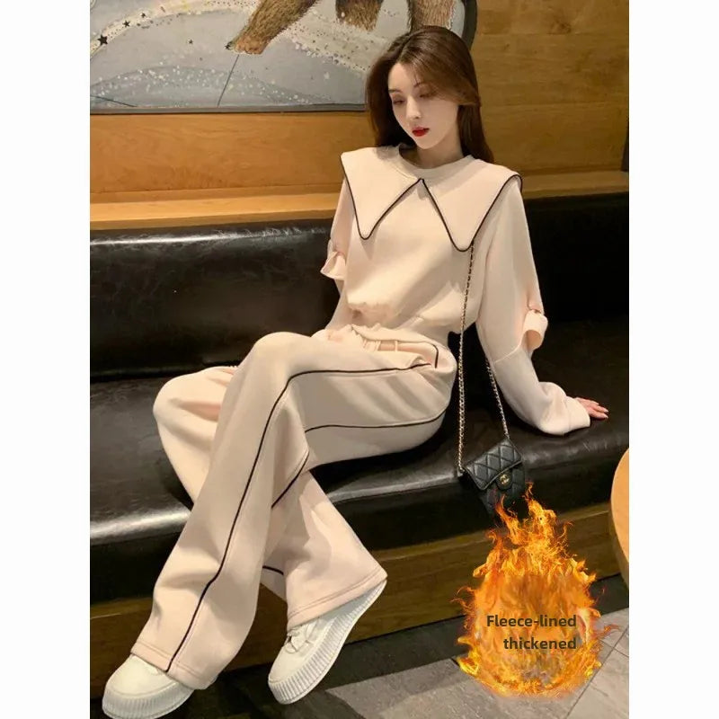 Ensemble femme automne/hiver 2025– sweat élégant et pantalon patte d’éléphant