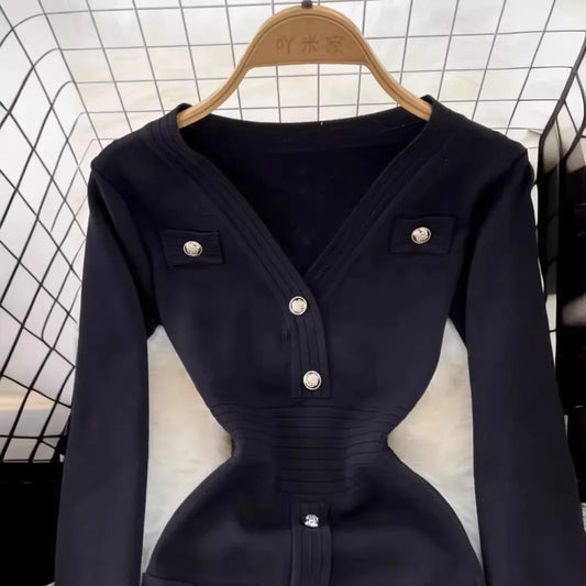 Robe Pull Femme Hiver – Slim Bodycon Sexy à Manches Longues Style Vintage Coréen |.