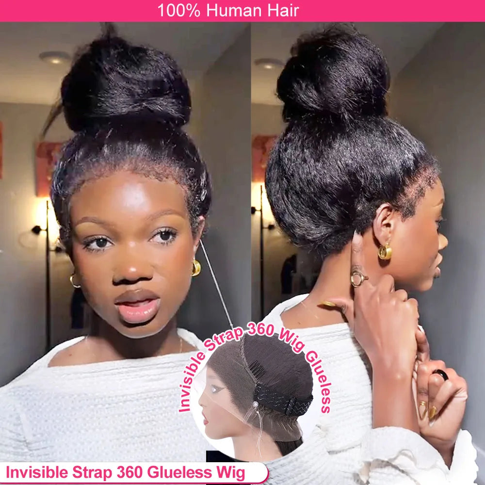 Perruque 360 Full Lace Kinky Straight – 250 % Densité, Invisi Strap, Glueless, Cordon Invisible | F-laglam.