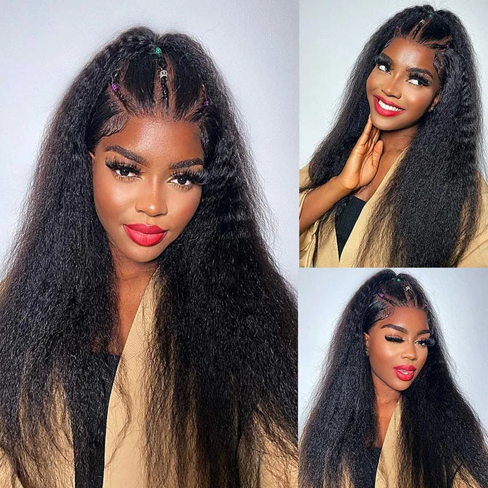 Perruque 360 Full Lace Kinky Straight – 250 % Densité, Invisi Strap, Glueless, Cordon Invisible | F-laglam.