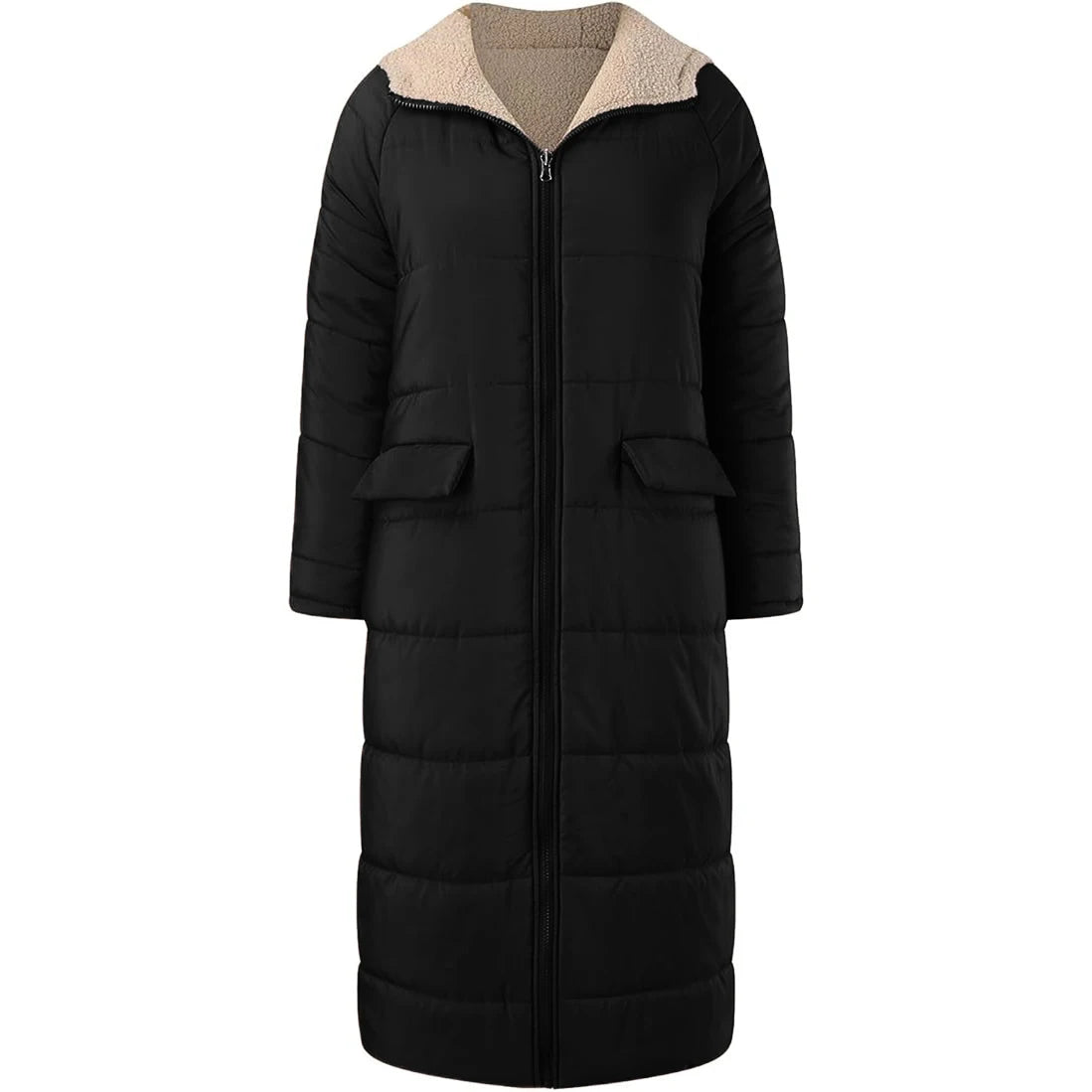 Manteau Long Femme Hiver – Veste Chaude en Laine & Polaire avec Capuche, Style Casual Chic | F-laglam.