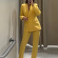 Tailleur Femme 2 Pièces – Blazer à Col Revers & Pantalon Large, Ensemble Bureau Chic 2025 | F-laglam.