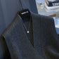 Gilet Pull Femme Sans Manches – Tricot Col V Uni Décontracté Automne Hiver.