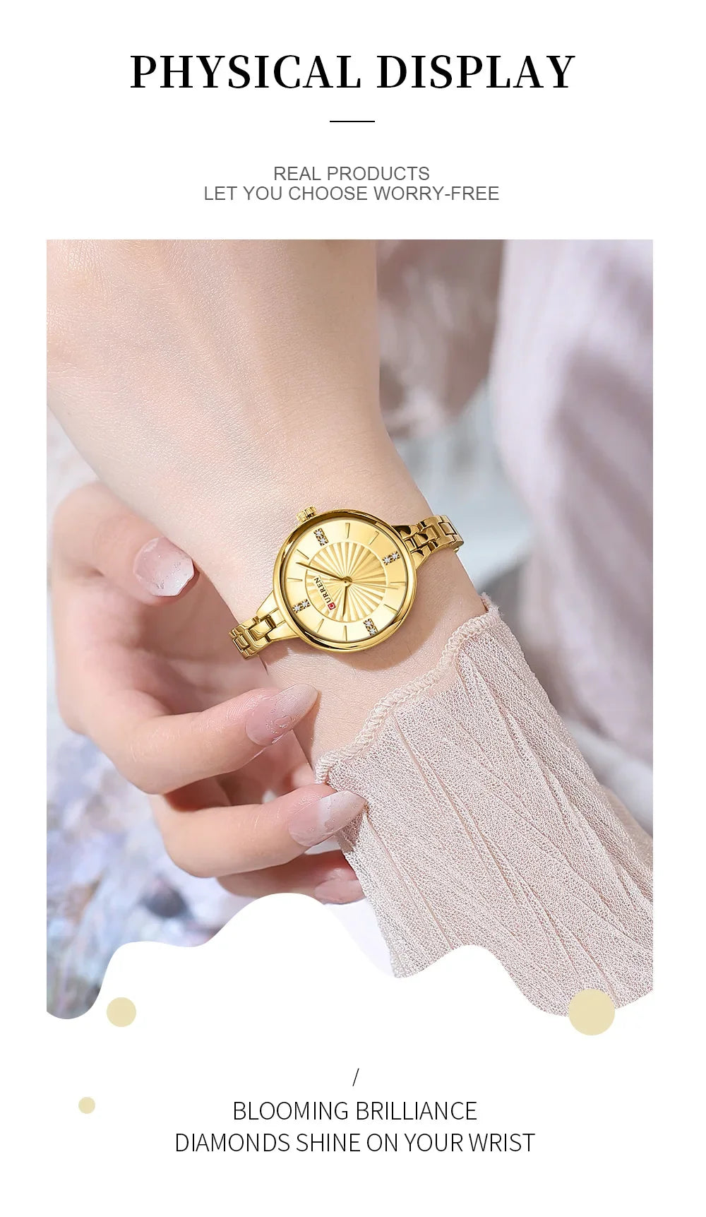 Montre pour femme de la marque CURREN, mouvement à quartz précis, avec bracelet magnétique réglable. Design élégant et sportif, idéale pour un usage quotidien ou pour compléter vos tenues habillées.