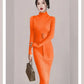 Robe Pull Longue Femme – Tricot Élastique Ajusté Style Coréen Élégant Automne Hiver.