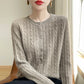 Cardigan Femme Blanc – Tricot Uni Col Rond Boutonné Manches Longues Automne Hiver 2025