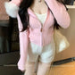 Cardigan Loose Femme avec Col en Fourrure Amovible – Pull Tricoté à Capuche Style Y2K Harajuku.