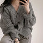 Cardigan Femme Torsadé Style Rétro Français – Tricot Loose Col V Décontracté Printemps.