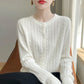 Cardigan Femme Blanc – Tricot Uni Col Rond Boutonné Manches Longues Automne Hiver 2025