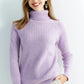 Pull Femme en Laine Mérinos 100 % – Col Roulé Tricoté Cachemire Automne Hiver