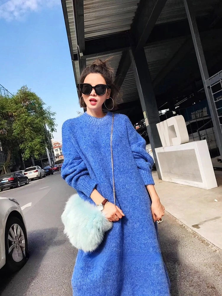 Robe Pull Longue Femme – Tricot Épais Vintage Oversize Chaud pour Automne & Hiver | F-laglam
