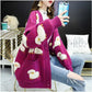 Cardigan Femme Loose – Tricot Cartoon avec Poches Mouton, Style Colorblock Automne Hiver.