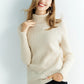 Pull Femme en Laine Mérinos 100 % – Col Roulé Tricoté Cachemire Automne Hiver.