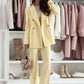 Tailleur Femme 2 Pièces Jaune Citron – Blazer Élégant Manches Longues & Pantalon Droit Taille Haute Printemps 2025 | F-laglam.