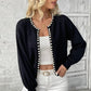 Cardigan Femme Blanc Élégant – Tricot Chic à Perles, Manches Longues Automne Hiver.