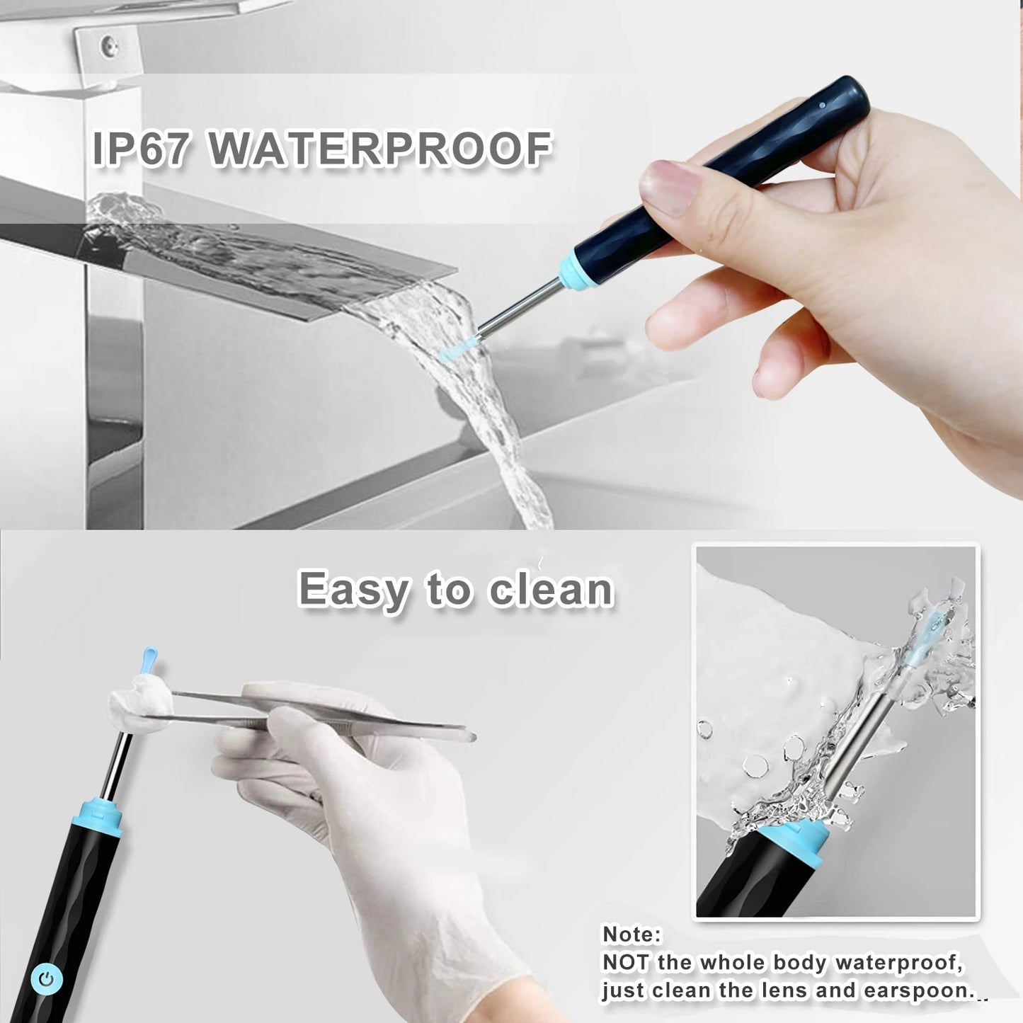 Nettoyeur d’oreilles avec caméra 1080P, 5 cuillères à cérumen, outil rechargeable de retrait du cérumen"