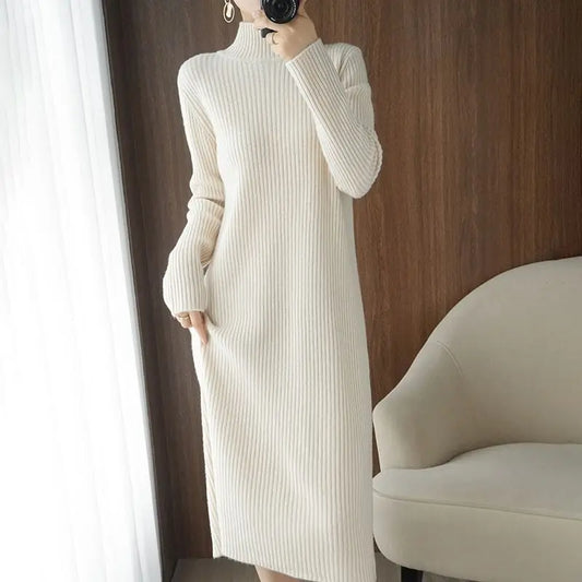 Robe Pull Longue Femme – Tricot Blanc Loose ou Bodycon Style Vintage Coréen Hive.