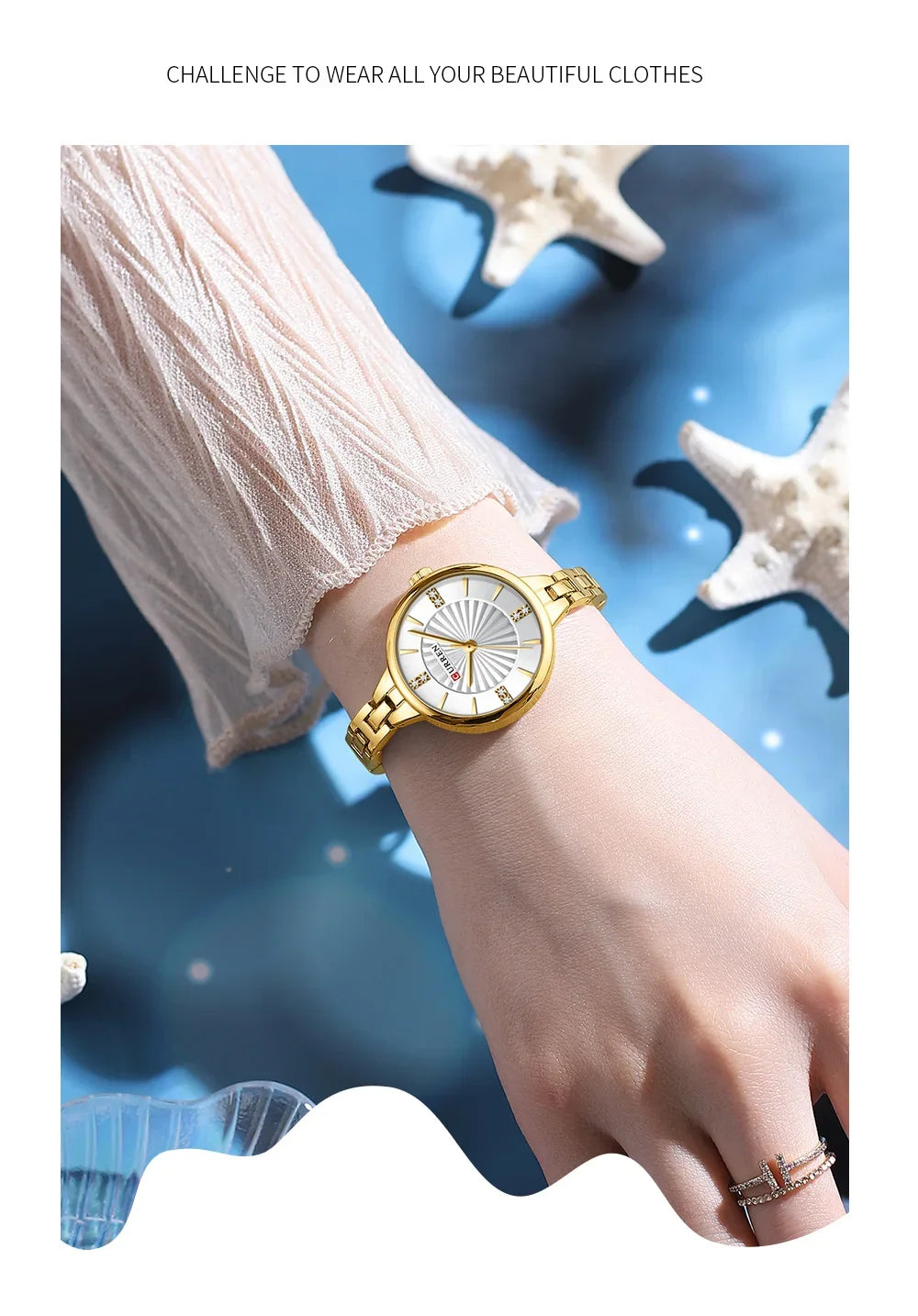Montre pour femme de la marque CURREN, mouvement à quartz précis, avec bracelet magnétique réglable. Design élégant et sportif, idéale pour un usage quotidien ou pour compléter vos tenues habillées.