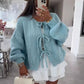 Cardigan Femme Élégant – Tricot Uni avec Lacet, Col Rond, Style Simple Chic |.