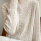 Cardigan Femme Blanc – Tricot Uni Col Rond Boutonné Manches Longues Automne Hiver 2025.