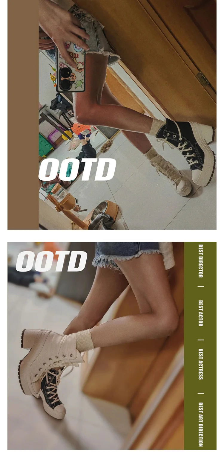Baskets Compensées Femme en Toile – Style Skateboard, Lacets, Mode Décontractée et Extérieure
