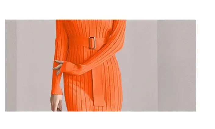 Robe Pull Longue Femme – Tricot Élastique Ajusté Style Coréen Élégant Automne Hiver.