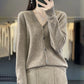 Cardigan Femme en Laine – Tricot Loose à Col V, Manches Longues | Collection.