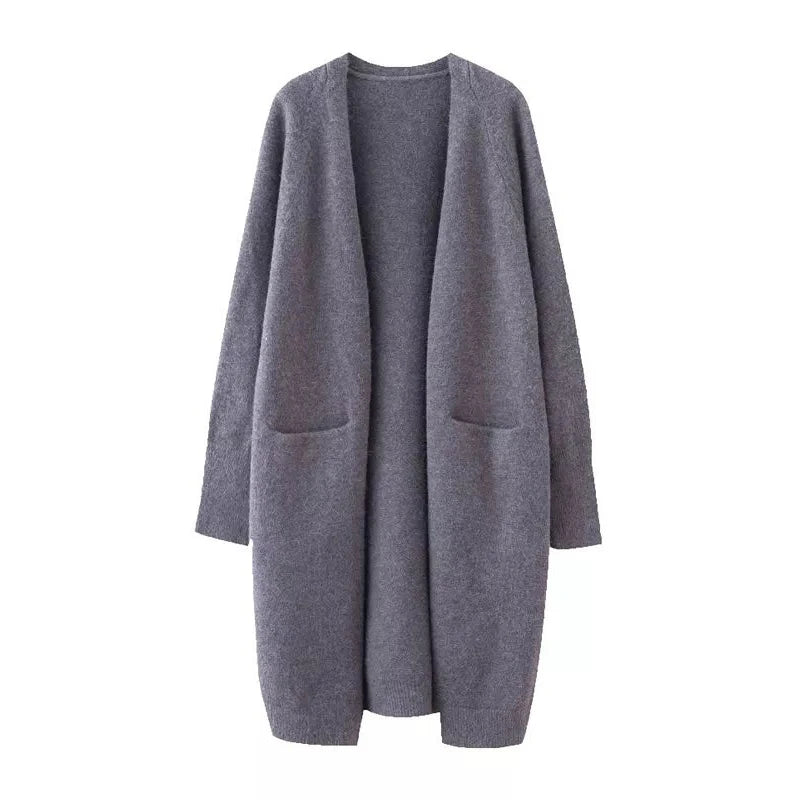 Cardigan Femme Épais à Poches – Tricot Loose Col V Décontracté Printemps Automne