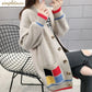 Cardigan Femme Mi-long – Manteau Tricoté Loose Style Coréen Printemps Automne.