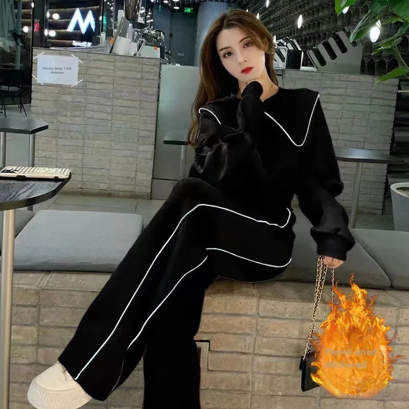 Ensemble femme automne/hiver 2025– sweat élégant et pantalon patte d’éléphant