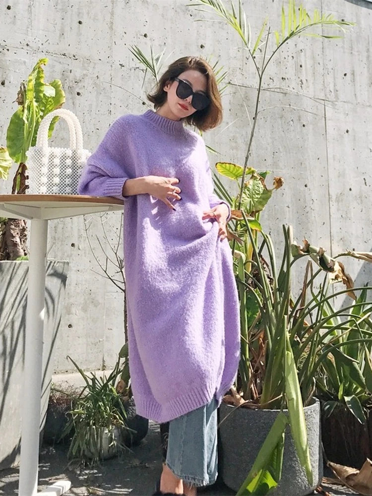 Robe Pull Longue Femme – Tricot Épais Vintage Oversize Chaud pour Automne & Hiver | F-laglam.