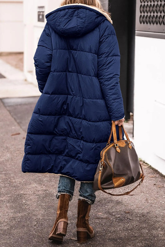 Manteau Long Femme Hiver – Veste Chaude en Laine & Polaire avec Capuche, Style Casual Chic | F-laglam.