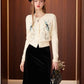 Cardigan Femme Brodé Fleurs & Oiseaux – Tricot Vintage Col Rond Manches Longues Printempps Automn.